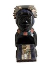 Obsidian Aztec Mayan Abalone Inlay Semi Precious Mosaic Stone Sculpture  5 75in