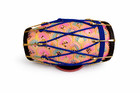 Premium Dholak Pink Zari Wrap Black Skin Golden Bolts Blue Rope With Heavy Bag