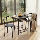 3-piece Dining Set For 2  Oval Table With Storage   Nesting Chairs