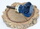 Antique Brass And Blue Glass And Bronze Victorian Button 1890 Vintage      