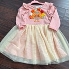 Blueberi Boulevard Toddler Girls Thanksgiving Turkey Pink   Gold Tulle Dress 2t