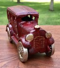 Chevrolet 1930   s Red Arcade Sedan Car Vintage Cast Iron Toy  Wheels Move