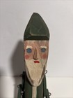 Santa  Articulated Shelf Sitter  Wooden  Vintage  Christmas  Folk Art Green