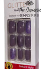 Kiss Fashion Glitter Medium Length Glue On Heather Grey Nails  plum Glitters  X2