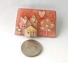 Vintage Lucinda House Pin  Home Is Where The Heart Is Pink And Glitter Brooch