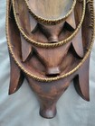 Vintage Set 3 Nesting Carved Wood Pig Basket Serving Trays Fruit Wicker Braided