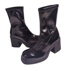 Call It Spring Women s 8 Shauna Mid Calf Boot Chunky Lug Sole Black Patent Go Go