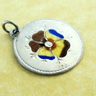 Antique Art Nouveau German Silver Large Pansy Flower Charm Engraved Detail