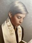 Vintage Hand Painted Large Photo Jewish Boy Bar Mitzvah Framed Midcentury 20x24   
