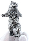 Sculptural Solid Sterling Silver Bear Statue  W - 13 11 Ozt