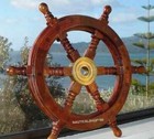 Nautical Wooden Ship Steering Wheel Pirate Decor Wood Brass Fishing Wall Boat