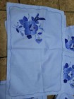 Set Of Blue Floral Embroidered Cloth  Placemats  6  W  Matching Napkins  5  Vtg