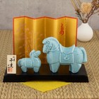 Good Luck Blue-glazed Lucky Horse  parent   Child  Figurine  Celadon