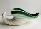 Vintage Hull Cornucopia Planter Sea Shell Horn Of Plenty White   Green  307 Usa