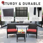 3 Pcs Patio Bistro Set Outdoor Wicker Furniture Set W  Chairs Table cushions Red