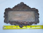 Vintage Mexican Folk Art Metal Nicho Shadow Box Glass Door Hand Tooled Shrine 