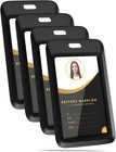 4 Pack Sliding Black Id Badge Holder Heavy Duty Plastic Id Badge With Clear Wi  