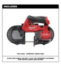 Milwaukee M12 Fuel Compact Band Saw Battery Powered 30-9 16  12 14 Tpi Blade