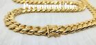Mens Miami Cuban Link Chain Heavy 18k Or 14k Gold Plated Stainless Steel 