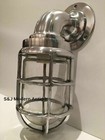Antique Industrial Wall Light Bulkhead Vintage Cage Silver Ship Lamp Aluminum