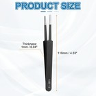 6pcs 4 33  Long Esd-13 Anti-static Metal Straight Round Tip Tweezers 