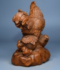 Chinese Boxwood Carving Wooden Zodiac Rooster Cock Figurine Statue Sculpture