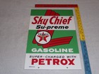 Vintage Texaco Sky Chief Supreme Gasoline W  Petrox 18  Porcelain Metal Oil Sign