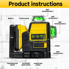 Self Leveling Green Beam Laser 12 Lines In 3x360   Ultimate Precision For Dewalt