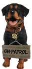 Guest Welcome Realistic Rottweiler Dog With Jingle Collar Sign Decor Statue 13 h