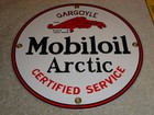 Vintage 1939 Mobil Mobiloil Arctic Gargoyle 9  Porcelain Metal Gasoline Oil Sign
