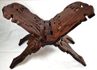 Vtg Book Display Stand Hand Carved Wood Folding Cookbook Holder Bible Lions