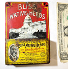 C1910 Bliss Native Herbs Medicine Tin Match Holder Striker Hanging Safe Antique