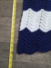 Vtg Handmade Crocheted Afghan Blanket Blue white Chevron Throwin 58 x33  Throw