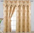 Luxury Jacquard Curtain Panel With Attached Waterfall Valance  54 By 84-inch    