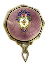 Antique Art Deco Sterling Guilloche Enamel Purse Hand Mirror -small 3 5  X 2 5 