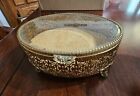7 Victorian Ormolu Vanity Tray Comb Mirror Perfume Powder Trinket Box-read