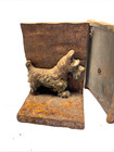 Vintage Lot Of 2 Dog Bookends Door Stops Cast Iron Scottie Rusty Decor