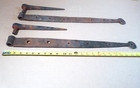 Pair Antique 1800 s Blacksmith Hand Forged Iron Barn Door Strap Hinges   Pins
