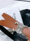 Celine Women s Brown black Reversible Belt Silver Logo Leather Belt Size 85