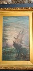 Antique Ship On Rough Seas Painting 