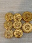 Lot 8 Vintage Girl Scout Uniform Buttons Gold Gsusa Trefoil Blazer Jacket Badge