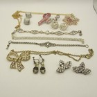 Vintage Rhinestone Jewery Lot Bracelets Necklaces Earrings Shoe Clips Brooch