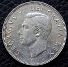 1952 Canada 50 Cents Half Dollar  800 Silver Coin - King George Vi