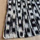 Vintage Crocheted Knit Blanket Afghan Handmade 49x49 Black White Gray Throw Mcm