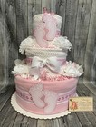 Baby Feet Diaper Cake Centerpiece Present Pink Blue Or Purple Newborn Girls Boys