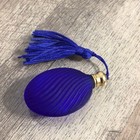 Vintage Cobalt Blue Miniature Perfume Bottle Frosted Glass Satin Tassel 2 5 