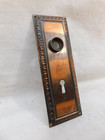 1800 s Antique Door Plate Victorian Style Original Copper   Black Finish Ornate