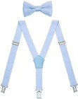 Men s Boys  Bow Tie And Suspenders Set Y Shape 40   About 8-15 Yrs Light Blue
