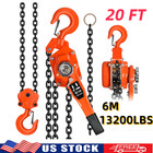 Lever Chain Hoist  6 Ton Come Along Winch  20ft 6m Manual Ratchet Puller Hoist