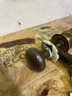 Vtg Antique Brass Doorknob Colonial Style Lock Set Round Missing Screw
